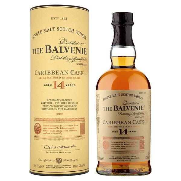 The Balvenie Caribbean Cask Aged 14 Years Single Malt Scotch Whisky 70cl (Pack of 1)