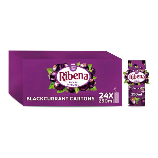 Ribena Blackcurrant 24 x 250ml | Sip the Goodness of Dark, Juicy Berries