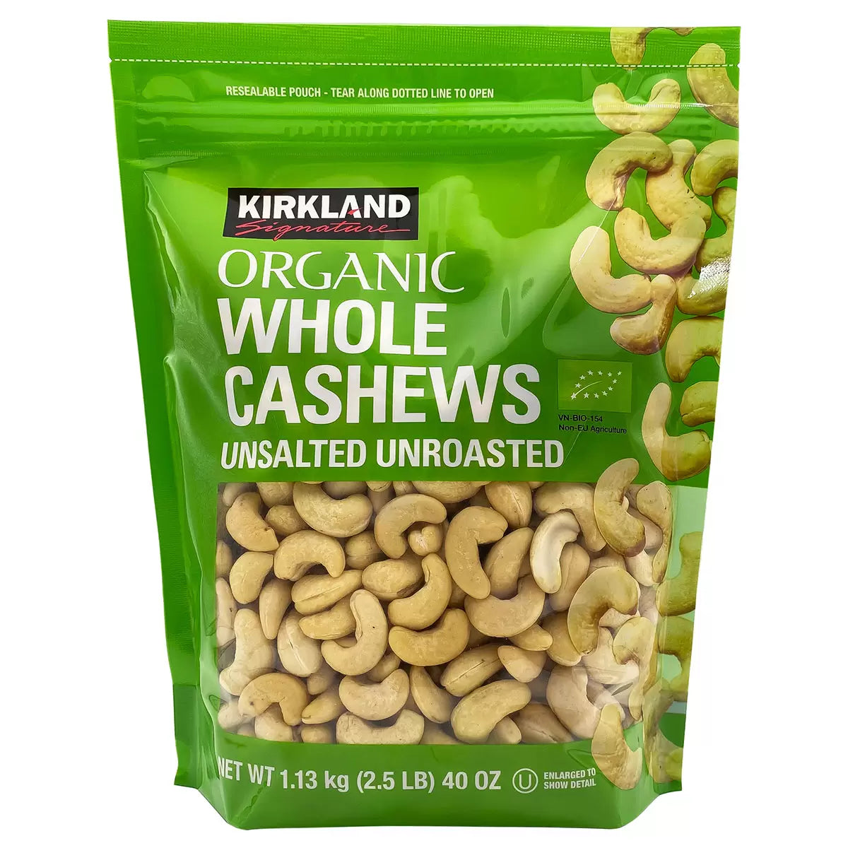 Kirkland Signature Organic Cashews Bag, 1.13kg (Pack of 1) - Bulkbuydirect