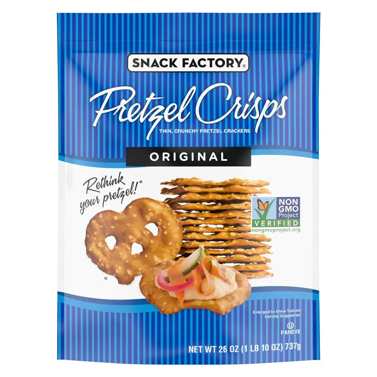Snack Factory Pretzel Crisps Original, 737g (Pack of 1) - Bulkbuydirect