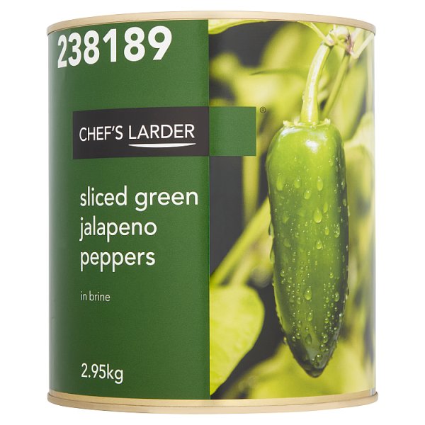 Chef's Larder Sliced Green Jalapeno Peppers in Brine 2.95kg (pack of 1)