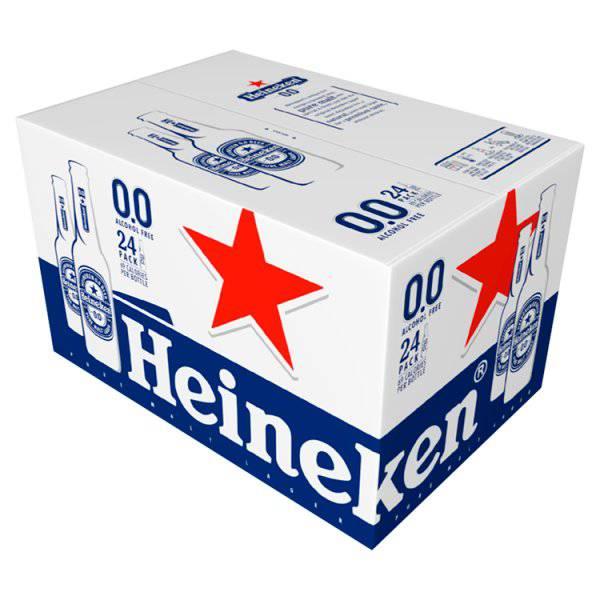 Heineken 0.0% Alcohol Free Lager Beer Bottle 24x330ml (Pack of 24) - Bulkbuydirect