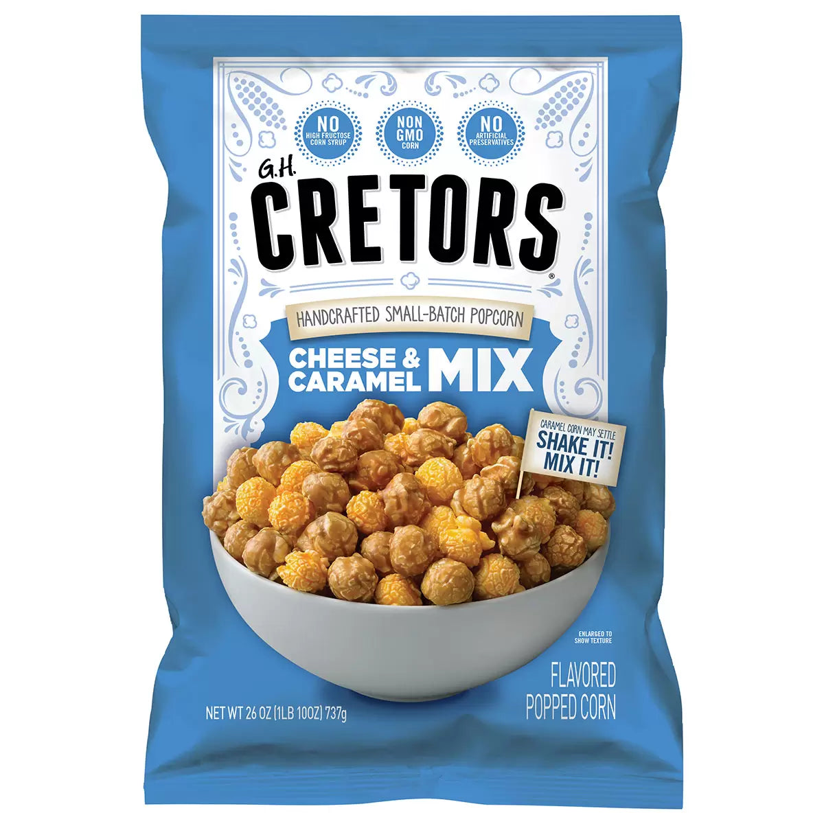 G.H. Cretors Cheese & Caramel Popcorn Mix, 737g (Pack of 1) - Bulkbuydirect