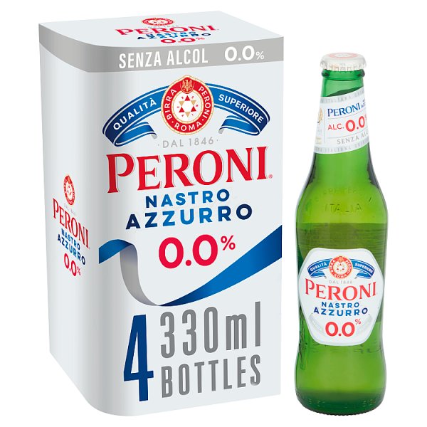 Peroni Nastro Azzurro 0% Alcohol Free Beer 4x330ml (Pack of 24)