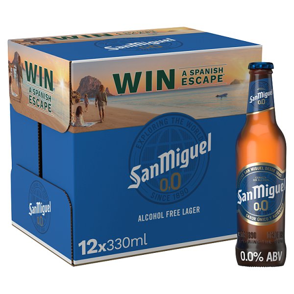 San Miguel Alcohol Free Lager Beer 12 x 330ml Bottles (Pack of 12)