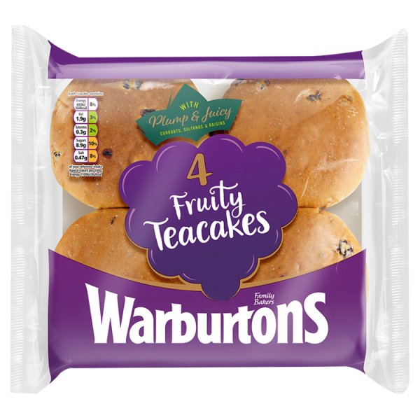 Warburtons 4 Fruity Teacakes (Pack of 1)