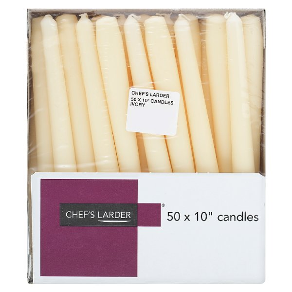 Chef's Larder 10" Ivory Candles x 50 (Pack of 3)