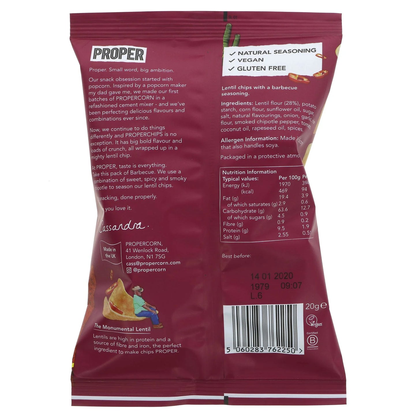 Proper Barbecue Lentil Chips 50g (15 x 50g)