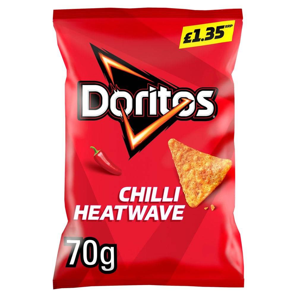 Doritos Chilli Heatwave Tortilla Chips Sharing Bag Crisps (18 x 70g) - Bulkbuydirect