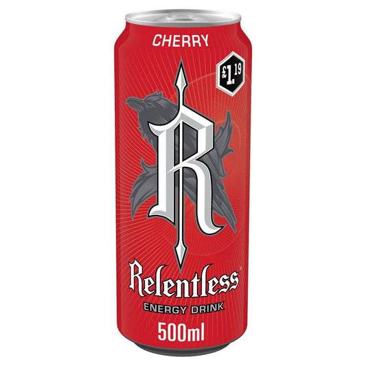 Relentless Cherry Energy Drink 12 x 500ml (Pack of 12) - Bulkbuydirect