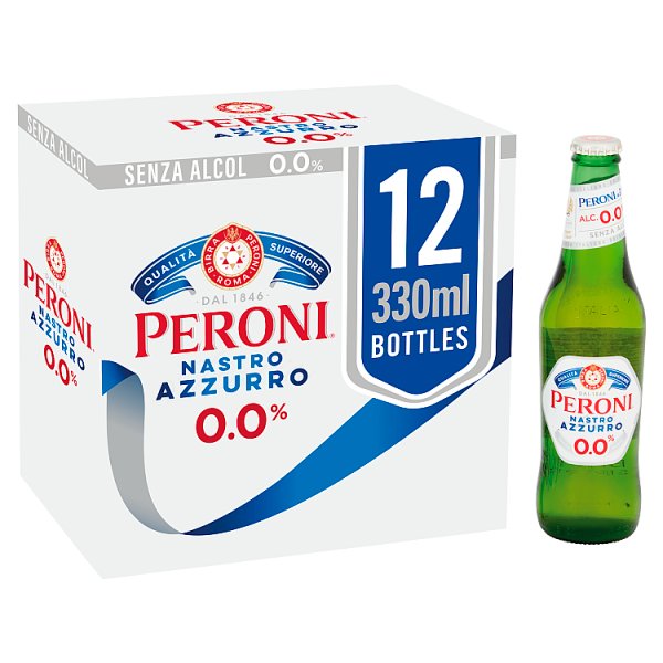 Peroni Nastro Azzurro 0% Alcohol Free Beer 12x330ml (Pack of 12)