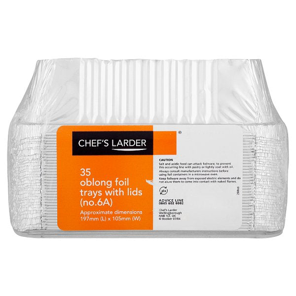 Chef's Larder 35 Oblong Foil Trays with Lids 197mm (Pack of 1)