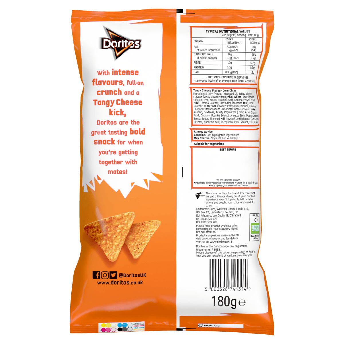 Doritos Tangy Cheese Tortilla Chips Crisps (18 x 70g) - Bulkbuydirect