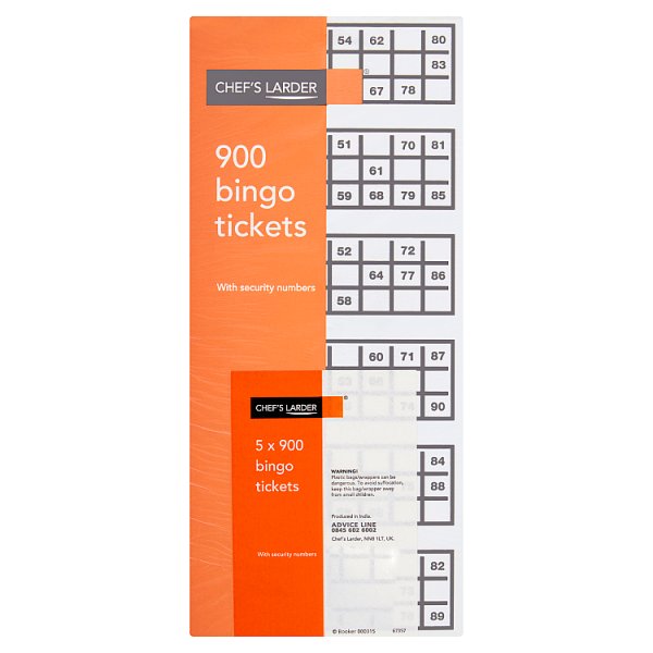 Chef's Larder Bingo Tickets 5 x 900 (Pack of 1)