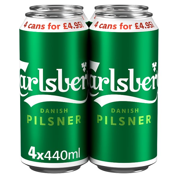 Carlsberg Danish Pilsner Lager Beer 4 x 440ml Can (Pack of 6)