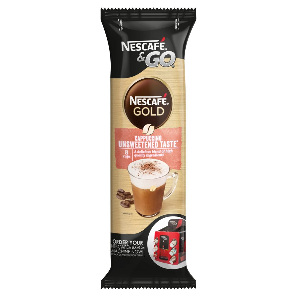 Nescafé & Go Gold Cappuccino Unsweetened Taste 8 x 17.5g (Pack of 12)