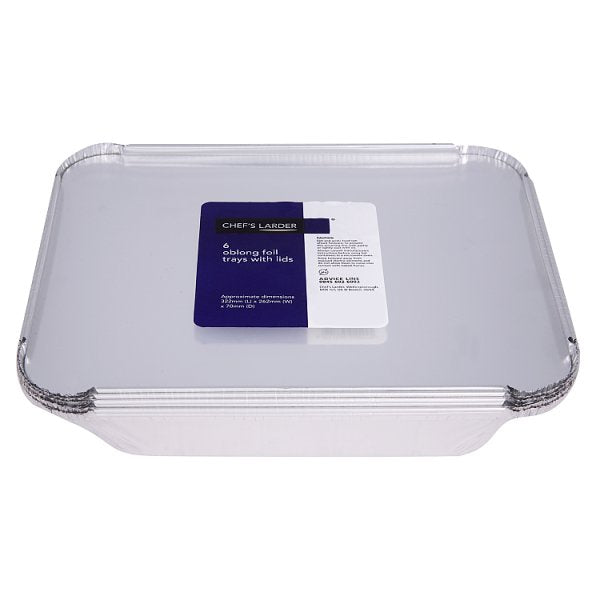 Chef's Larder 6 Oblong Foil Trays with Lids 322mm (Pack of 1)