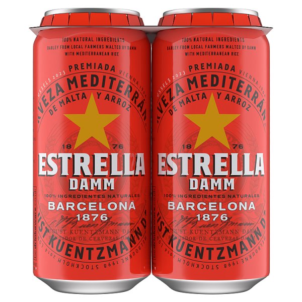 Estrella Damm 4 x 440ml Spanish Lager BeerCan (Pack of 6)