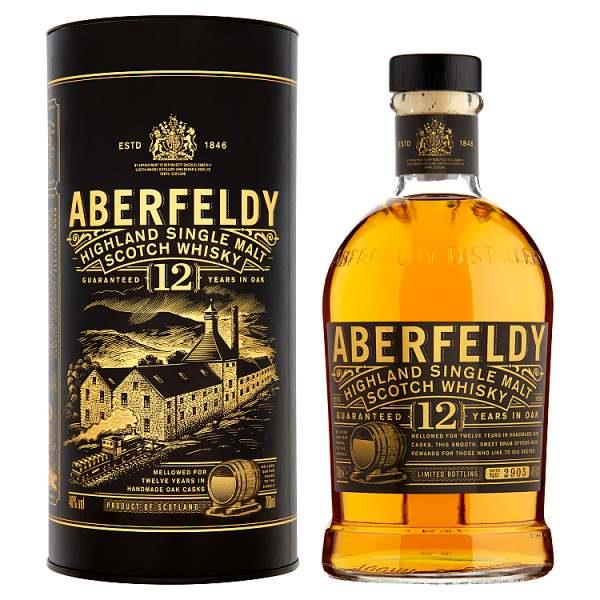 ABERFELDY 12 Year Old Highland Single Malt Scotch Whisky, 70cl (Pack of 1)