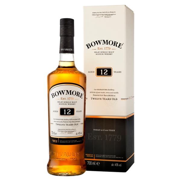 Bowmore 12 Year Old Single Malt Scotch Whisky 70cl (Pack of 1)