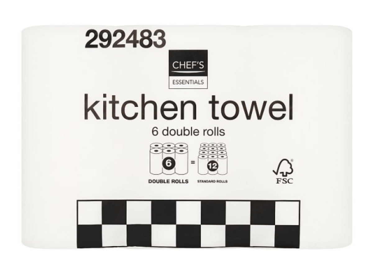Chef's Essentials 6 Kitchen Towel Rolls - Bulkbuydirect