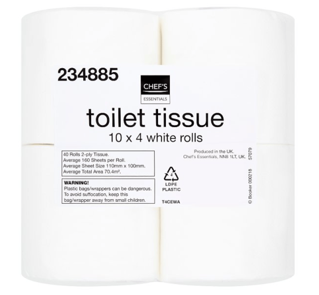 Chef's Essentials Toilet Tissue 40 White Rolls - Bulkbuydirect