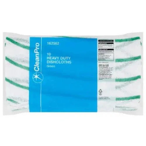 CleanPro 10 Heavy Duty Dishcloths Green (Pack of 1) - Bulkbuydirect