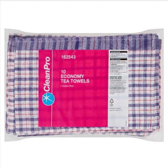 CleanPro 10 Economy Tea Towels (Pack of 1) - Bulkbuydirect