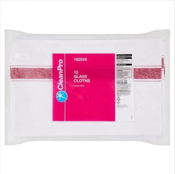 CleanPro 10 Glass Cloths (Pack of 1) - Bulkbuydirect