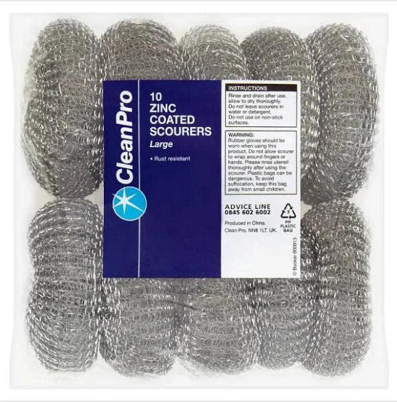 CleanPro 10 Zinc Coated Scourers Large (Pack of 8) - Bulkbuydirect