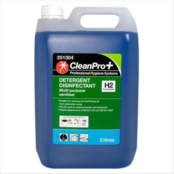 CleanPro+ Detergent Disinfectant H2 Concentrate 5 Litres (Pack of 2) - Bulkbuydirect