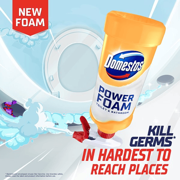 Domestos Toilet & Bathroom Cleaner Spray Power Foam Citrus Blast 450 ml - Bulkbuydirect