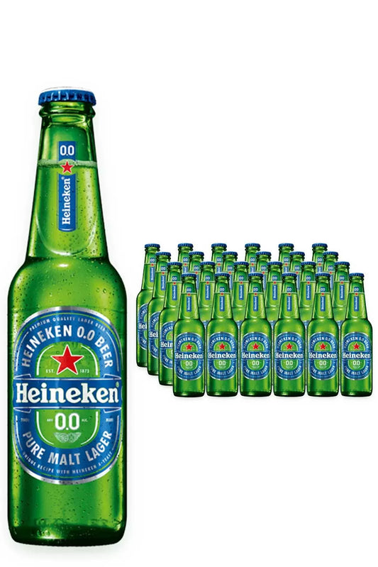 Heineken 0.0 Lager 0.0% - Case of 24 Bottles x 330ml: Crisp Refreshment, Alcohol-Free Convenience