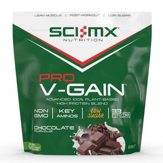 SCI-MX Nutrition Pro V-Gain Chocolate Protein Powder 2.2kg - Plant-Powered Strength and Flavour