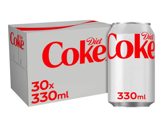 Diet Coca Cola Cans, 30 x 330ml - Guilt-Free Refreshment with the Classic Coca Cola Taste