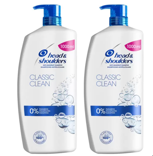 Head & Shoulders Shampoo Bundle - 2 x 1L: Clean & Fresh and Smooth & Silky Varieties for Ultimate Scalp Care