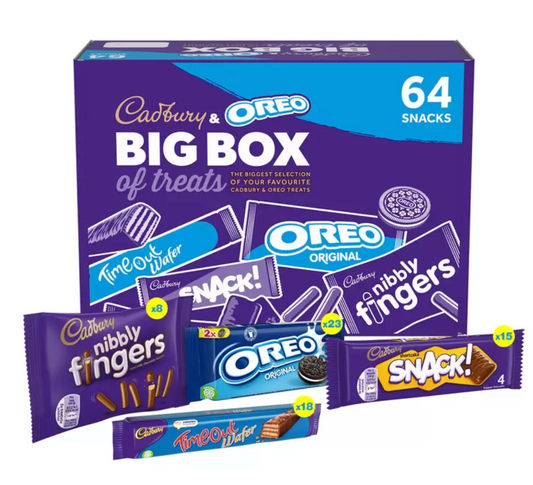 Cadbury & Oreo Big Box of Treats - 64 Snacks for Ultimate Delight: A Symphony of Chocolatey and Creamy Bliss