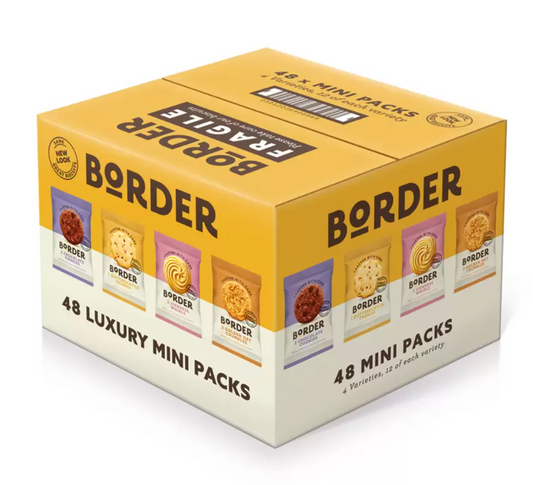 Border Luxury Mini Biscuit Assortment - 48 Individually Wrapped Biscuits for Exquisite Flavour Indulgence