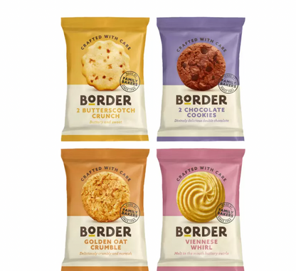 Border Luxury Mini Biscuit Assortment - 48 Individually Wrapped Biscuits for Exquisite Flavour Indulgence