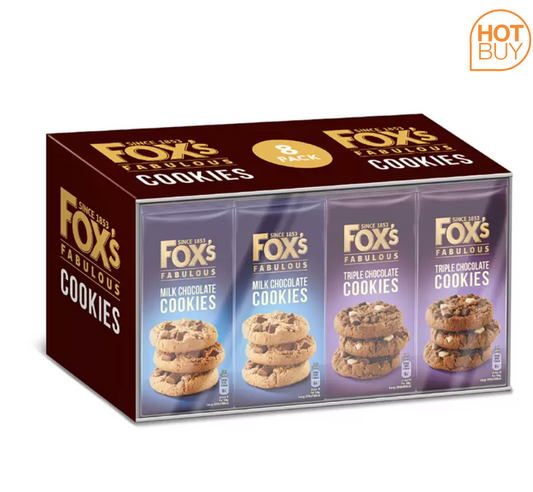 Fox's Fabulous Cookies Assortment, 8 x 180g: Indulge in a Symphony of Premium Cookie Delights