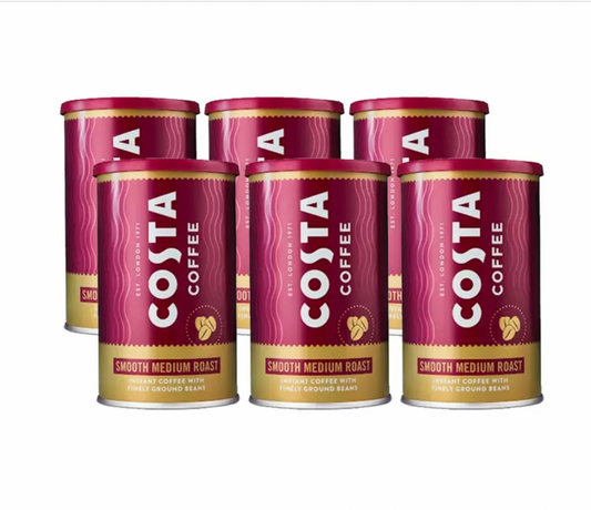 Costa Coffee Smooth Medium Roast Instant Coffee - 6 x 100g: Savour Costa's Finest Blend at Home