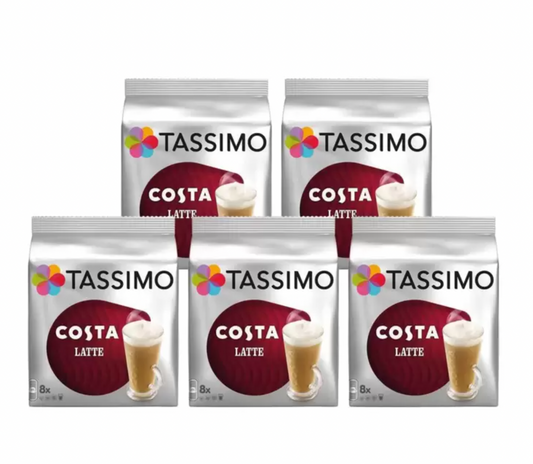 Costa Tassimo Latte Coffee Pods - 40 Servings: Embrace the Creamy Indulgence of Costa's Classic Latte