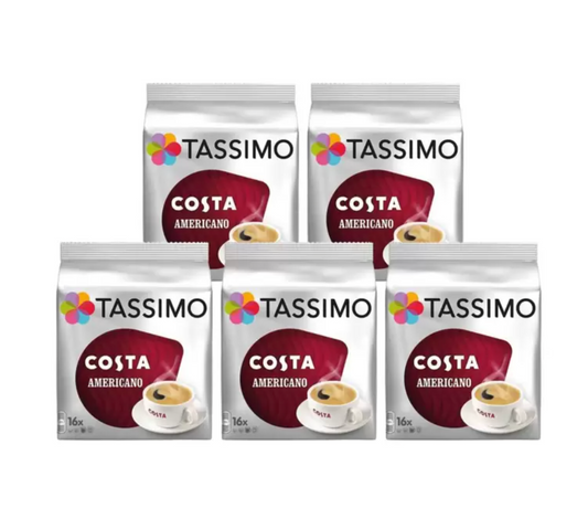 Costa Tassimo Americano Coffee Pods - 80 Servings: Elevate Your Coffee Experience with Costa's Classic Brew