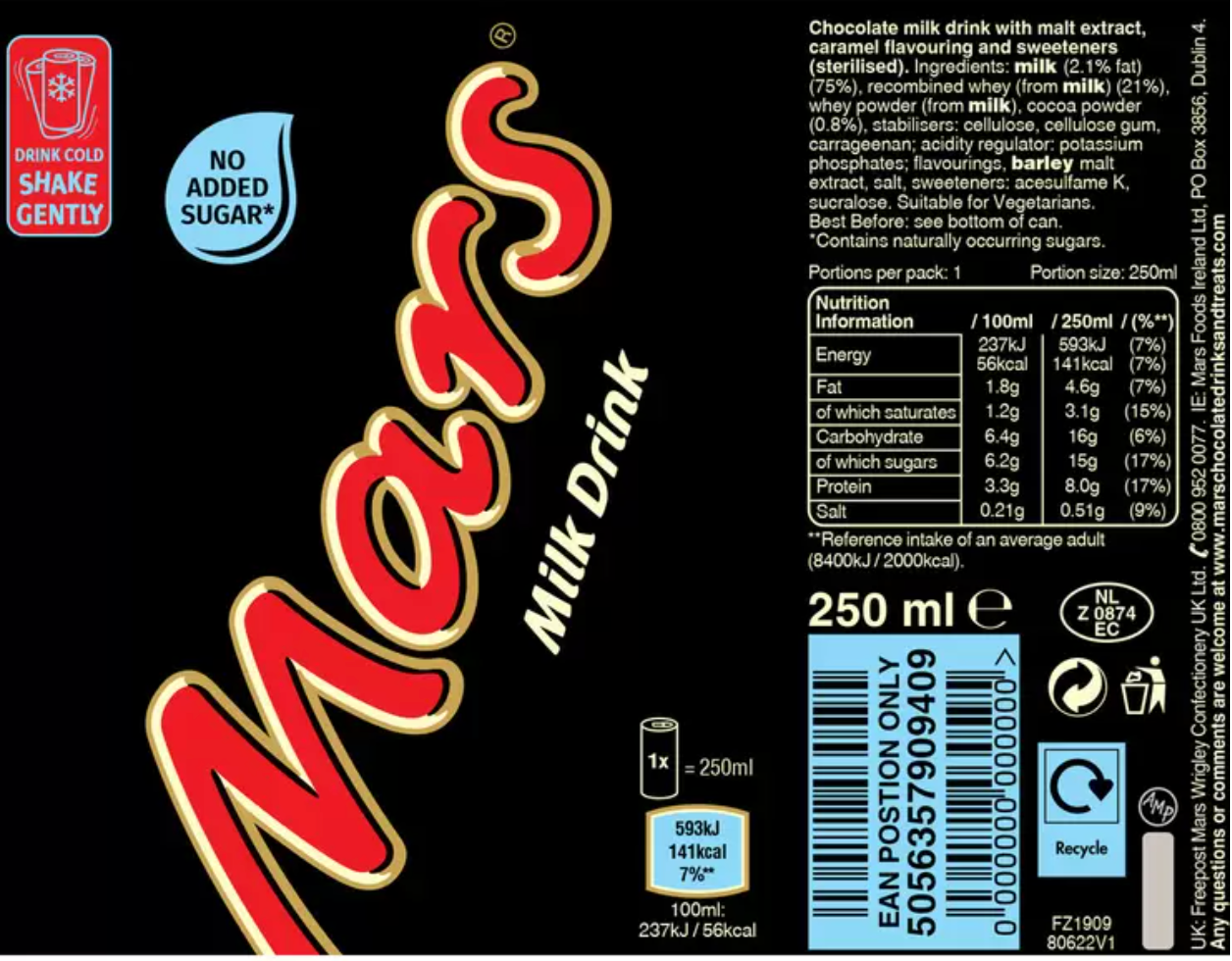 Mars Chocolate Milk Drink, 12 x 250ml - Indulge in Milky Mars Bliss