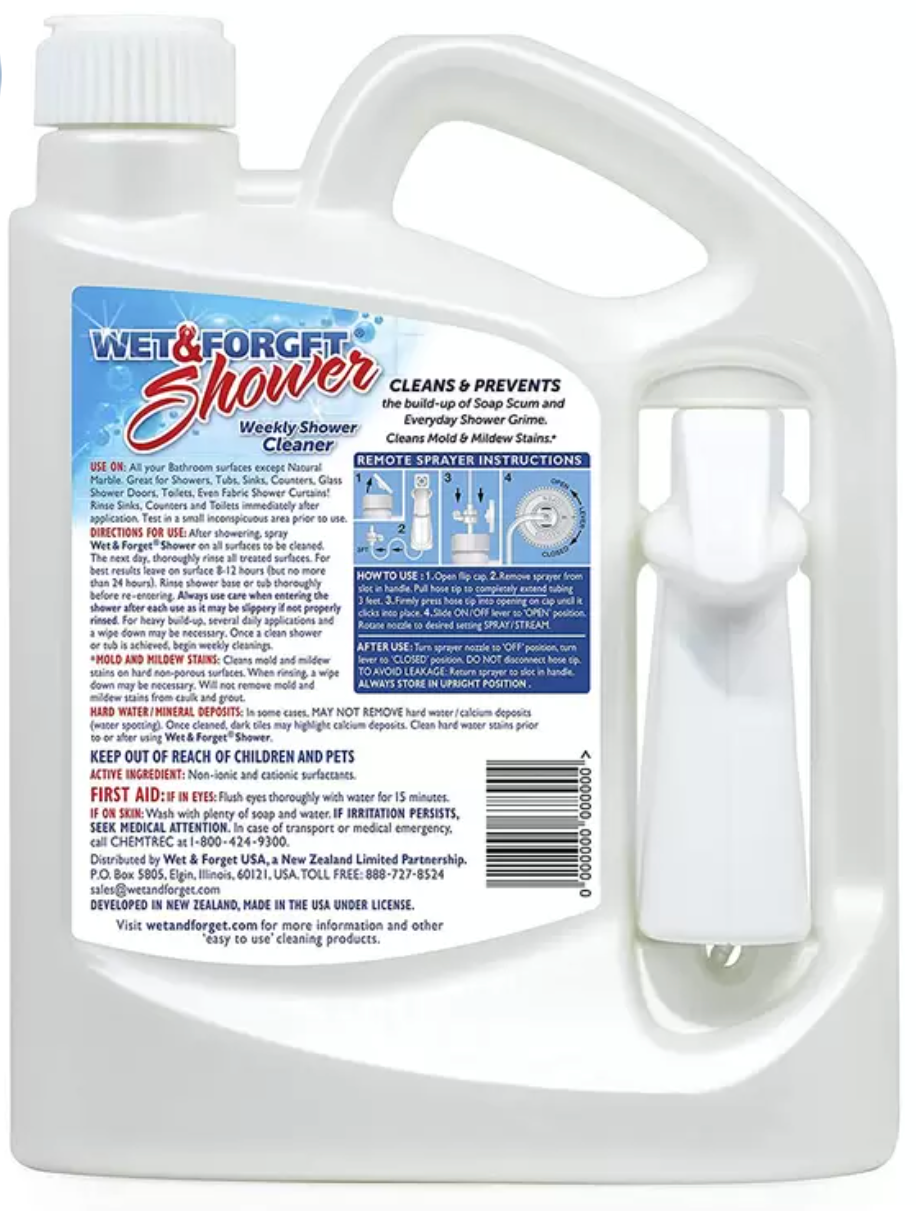 Wet & Forget Shower Cleaner Spray, 2 Litre Bottle: Effortless Sparkle for Your Shower