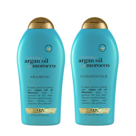 OGX Argan Oil of Morocco Shampoo & Conditioner, 2 x 577ml - Luxurious Hair Care for Silky Smooth Locks