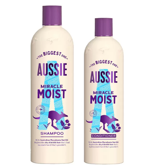 Aussie Miracle Moist Shampoo 675ml and Conditioner 470ml Set