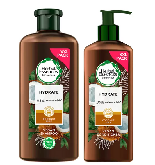 Herbal Essences Bio Renew Coconut Milk Shampoo 680ml & Conditioner 465ml - Tropical Bliss for Revitalised Hair Care