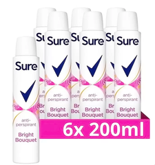 Sure Bright Bouquet Anti-Perspirant Deodorant, 6 x 200ml: Lasting Freshness in a Vibrant Bouquet