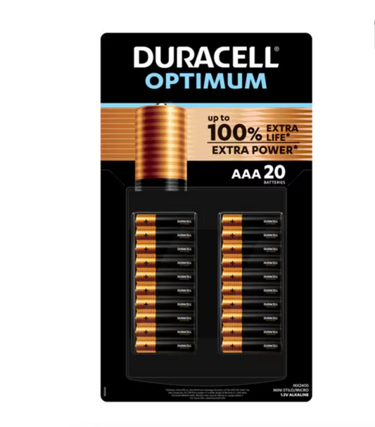 Duracell Optimum AAA Batteries - 20 Pack: Reliable Compact Power for Everyday Devices